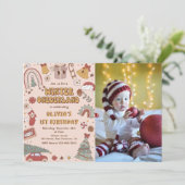 Retro Kerstwinter Onederland Verjaardag Foto Kaart (Staand voorkant)