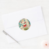 Retro Kerstwonderland Ronde Sticker (Envelop)