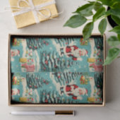 Retro Kerstwonderland Tissuepapier (Geschenk)