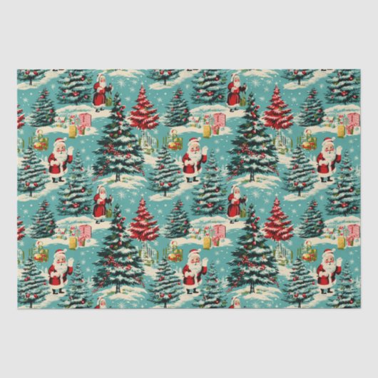 Retro Kerstwonderland Tissuepapier (Voorkant)