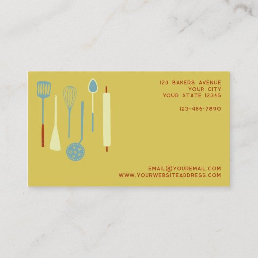 Retro Keuken Bakken Catering Geel Visitekaartje (Achterkant)