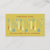 Retro Keuken Bakken Catering Geel Visitekaartje (Voorkant)