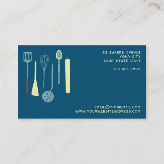 Retro Keuken Bakken Catering Voedsel Visitekaartje (Achterkant)