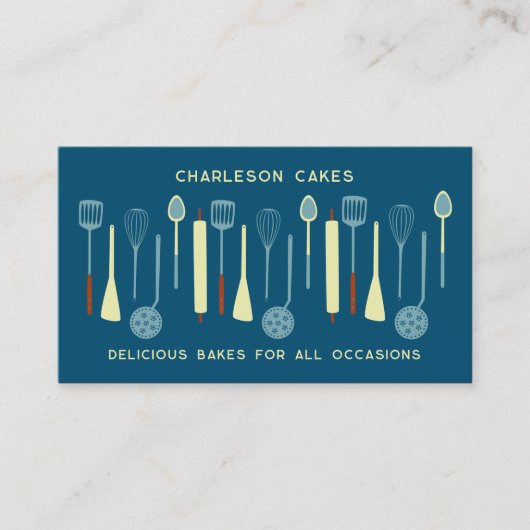 Retro Keuken Bakken Catering Voedsel Visitekaartje (Voorkant)