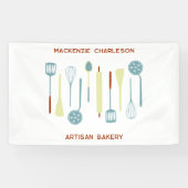 Retro Keuken Bakkerij Cafe Catering Business Spandoek (Horizontaal)