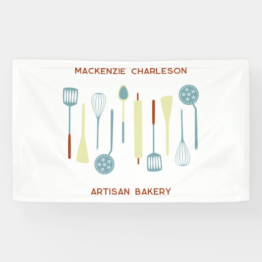 Retro Keuken Bakkerij Cafe Catering Business Spandoek (Horizontaal)