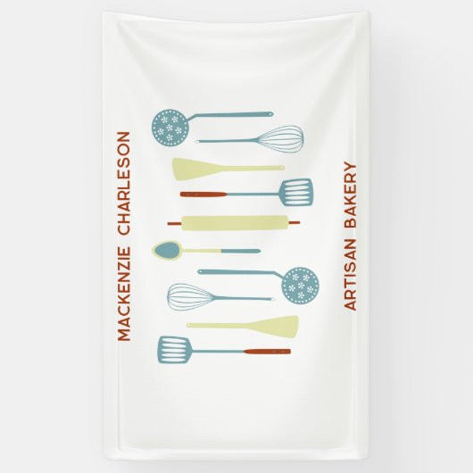 Retro Keuken Bakkerij Cafe Catering Business Spandoek (Verticaal)