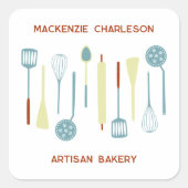 Retro Keuken Bakkerij Cafe Catering Vierkante Sticker (Voorkant)