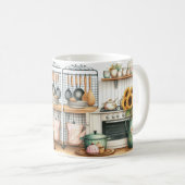 Retro Keuken Borden en Zonnebloemen Koffiemok (Voorkant rechts)