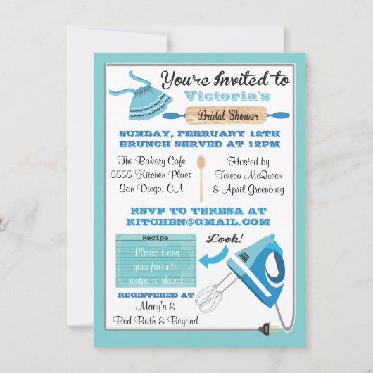 Retro Keuken Bruiloft Uitnodigingen (Voorkant)