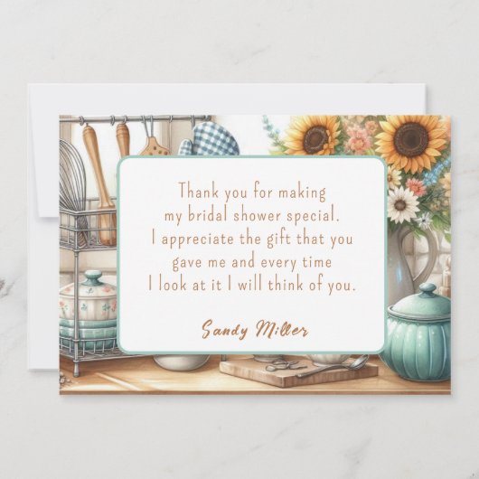 Retro Keuken Bruiloftsshower Platte Bedankkaart (Achterkant)