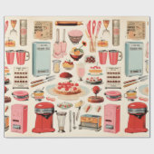 Retro Keuken Cakes en Gereedschap Cadeaupapier (Vlak)