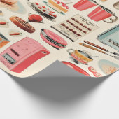 Retro Keuken Cakes en Gereedschap Cadeaupapier (Hoek)