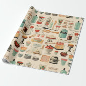 Retro Keuken Cakes en Gereedschap Cadeaupapier (Uitgerold)
