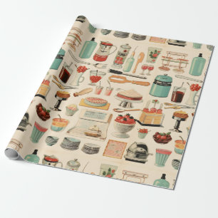 Retro Keuken Cakes en Gereedschap Cadeaupapier