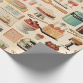 Retro Keuken Cakes en Gereedschap Cadeaupapier (Hoek)