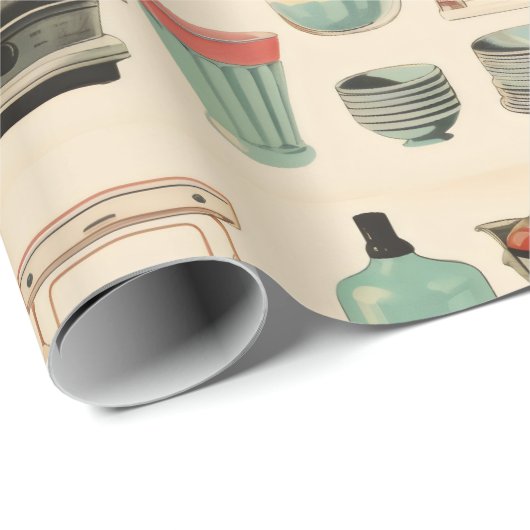 Retro Keuken Cakes en Gereedschap Cadeaupapier (Rol Hoek)