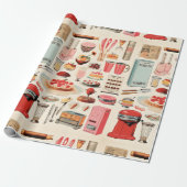 Retro Keuken Cakes en Gereedschap Cadeaupapier (Uitgerold)