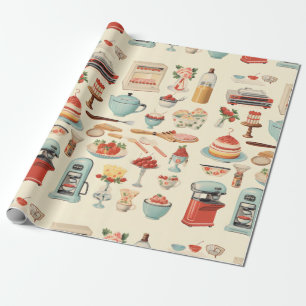 Retro Keuken Cakes en Gereedschap Cadeaupapier