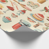 Retro Keuken Cakes en Gereedschap Cadeaupapier (Hoek)