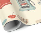 Retro Keuken Cakes en Gereedschap Cadeaupapier (Rol Hoek)