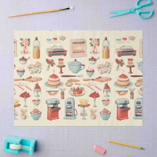 Retro Keuken Cakes en Gereedschap Tissuepapier (Craft)