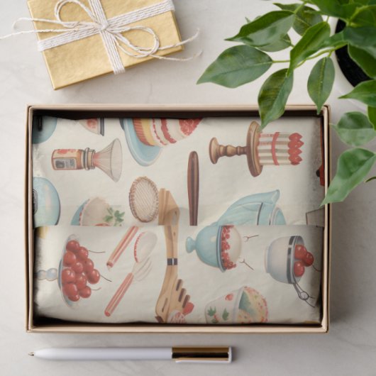 Retro Keuken Cakes en Gereedschap Tissuepapier (Geschenk)