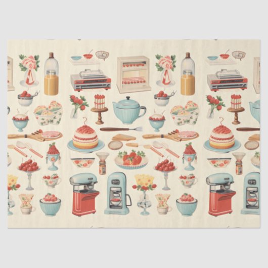 Retro Keuken Cakes en Gereedschap Tissuepapier (Voorkant)