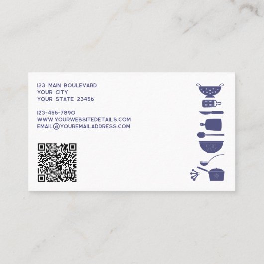 Retro Keuken Catering Bakkerij Kok QR Code Visitekaartje (Achterkant)