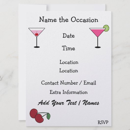 Retro Keuken - Cocktail - Dinerfeest - SRF Kaart (Achterkant)