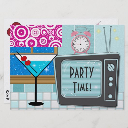 Retro Keuken - Cocktail - Dinerfeest - SRF Kaart (Voorkant / Achterkant)