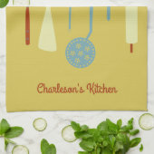 Retro Keuken Gepersonaliseerd Geel Theedoek (Gevouwen)