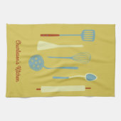 Retro Keuken Gepersonaliseerd Geel Theedoek (Horizontaal)