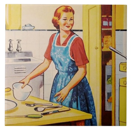 Retro  keuken-huisvrouw tegeltje (Voorkant)