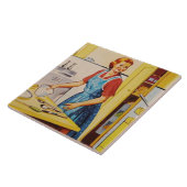 Retro  keuken-huisvrouw tegeltje (Zijkant)