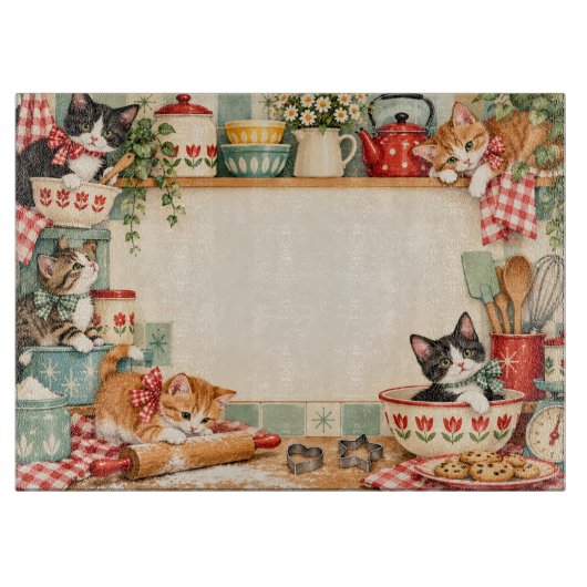 Retro keuken katten snijplank (Voorkant)