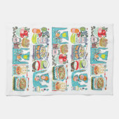 Retro Keuken Koken Boek Illustratie Aqua Theedoek (Horizontaal)