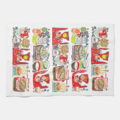 Retro Keuken Koken Boek Illustratie Rood Theedoek (Horizontaal)