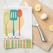 Retro keuken kookgerei gepersonaliseerde handdoek (Quarter Fold)