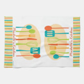 Retro keuken kookgerei gepersonaliseerde handdoek (Horizontaal)