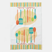 Retro keuken kookgerei gepersonaliseerde handdoek (Verticaal)