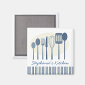 Retro keuken kookgerei gepersonaliseerde magneet (Voorkant / Achterkant)
