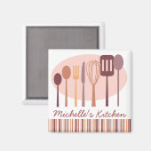 Retro keuken kookgerei gepersonaliseerde magneet (Voorkant / Achterkant)