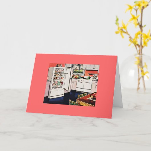 Retro Keuken Moederdag Kaart (Gele Bloem)
