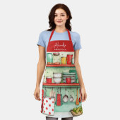 Retro Keuken Rood Script Naam Thuiskok Schort (Gedragen)