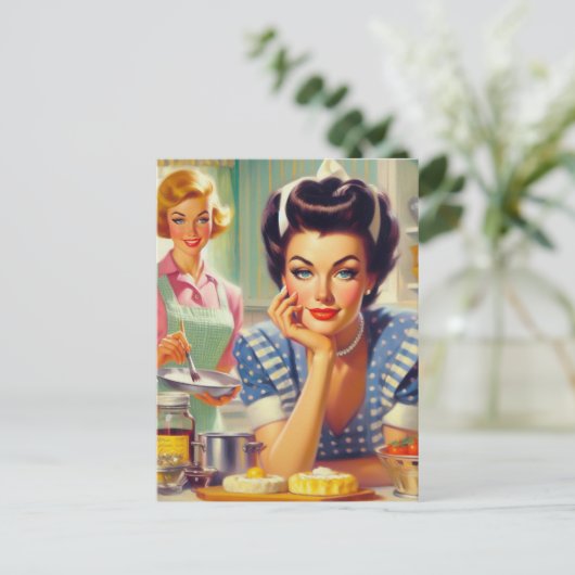 Retro keuken schilderij briefkaart (Staand voorkant)