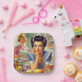 Retro keuken schilderij papieren bordje (Feest)