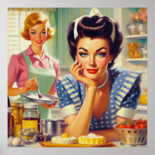 Retro keuken schilderij poster