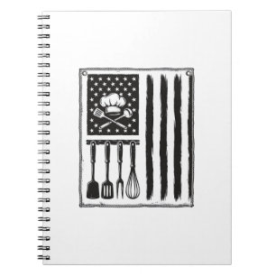 Retro keuken vlag kookgerei T-shirt ontwerp Notitieboek