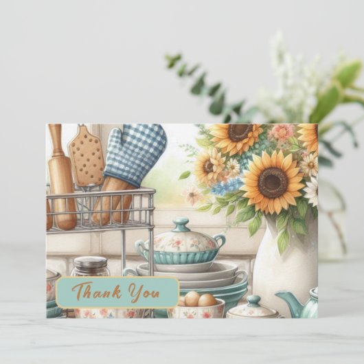 Retro Keuken Vrijgezellenfeest Flat Dank u kaart (Staand voorkant)